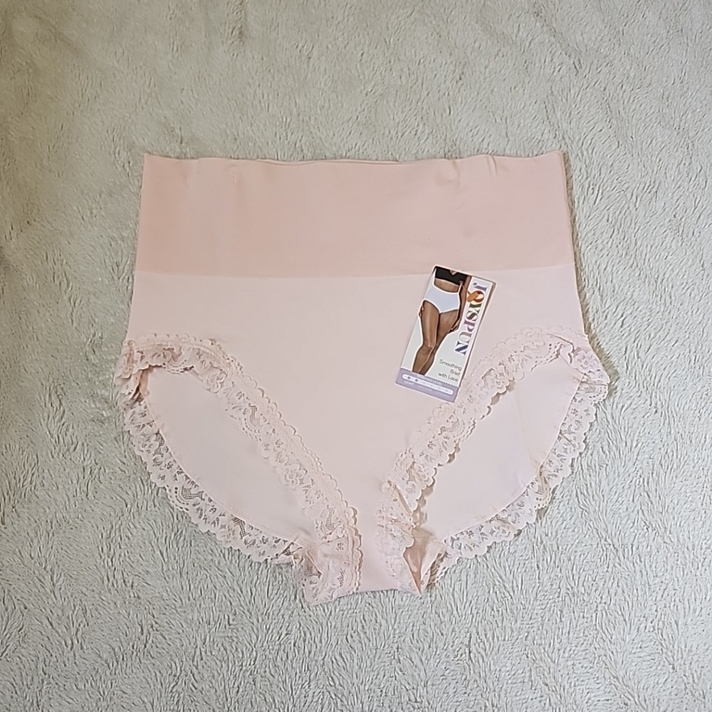 NWT Joyspun Women's Shape & Smooth Lace Trim Brief Sz XXL Pink Light Support